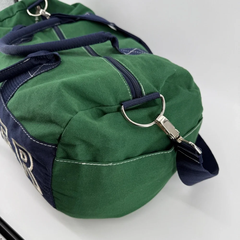 Tommy Hilfiger Duffle Bag L Green Navy Colorblock Cotton Embroidered Logo